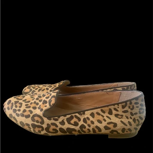 🐆SOLD🌴J Crew Cora Leopard Print Calf Hair Flat Shoe Loafer Size 6.5 - Picture 3 of 8